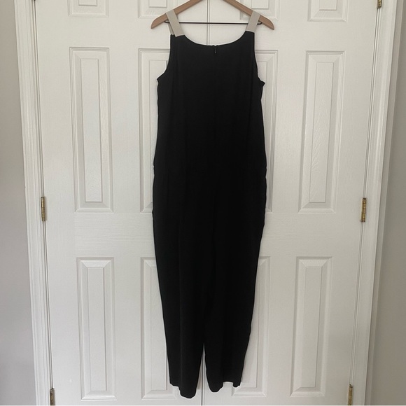 Eileen Fisher Black Silk Georgette Crepe Drawstring Jumpsuit - Picture 10 of 12